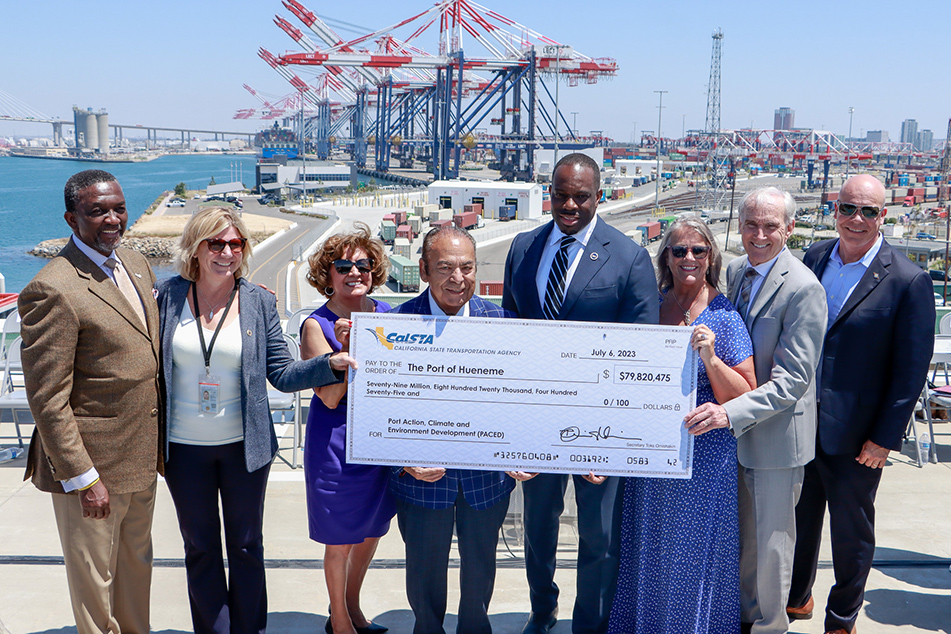 Asm. Bennett with officials and port representatives