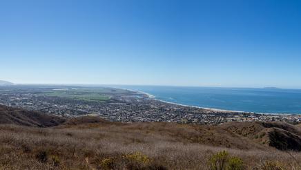Wide view of the Mariano Rancho Preserve, Ventura and the Pacific Ocean