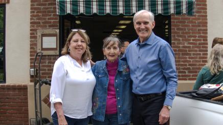 Fillmore Mayor Carrie Broggie, constituent and Asm. Bennett in front of the Active Adult and Community Center
