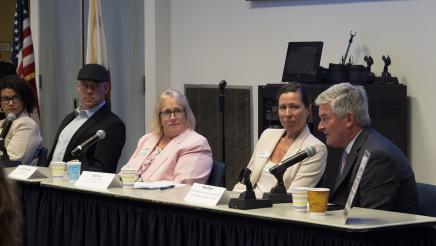 Mike Silacci (right) of Ventura County Community Foundation speaking