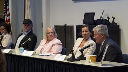 Mike Silacci (right) of Ventura County Community Foundation speaking