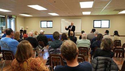 Assemblymember Bennett provides opening remarks to attendees