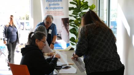 Volunteers assisting constituents with their tax documents