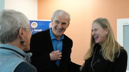 Asm. Bennett enjoying conversation with fellow event organizers