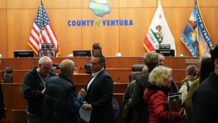 Supervisor Matt LaVere speaks to crowd after Town Hall 