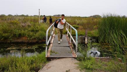 Constituent crosses bridge carrying trash